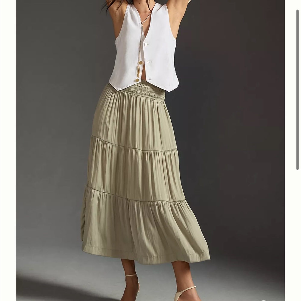 Anthropologie The Somerset Maxi Skirt. Size L. NWT. Light sage green.